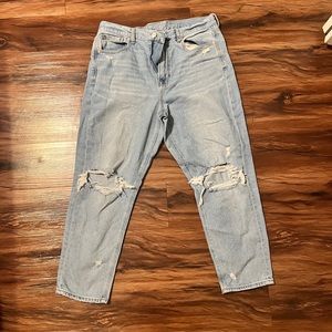 American Eagle Light Distressed Mom High Waisted Jeans